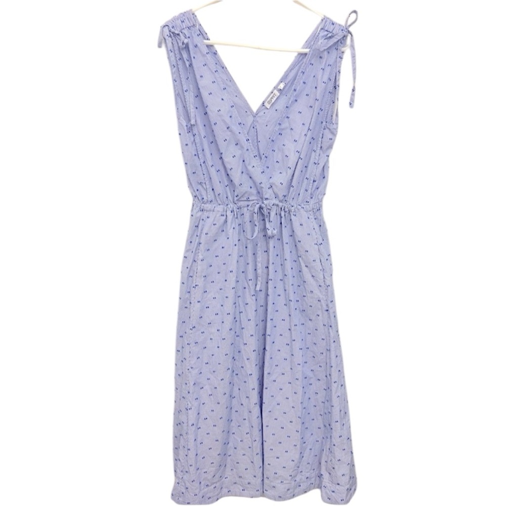 Esprit Women's V Neckline Cottage Dress Sleeveless Coastal Hippie Midi S…